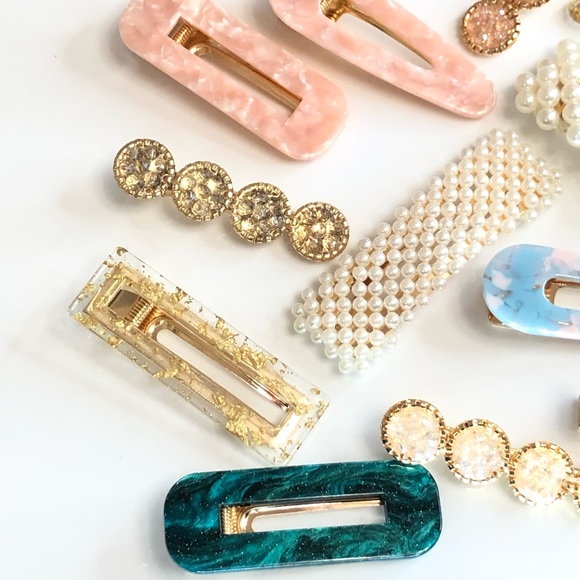 Pearl Acrylic Hair Barrette Clips Hair Accessories - Picture 4 of 10